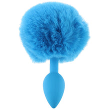 Load image into Gallery viewer, Bunny Tail Beginner Silicone Butt Plug in Blue
