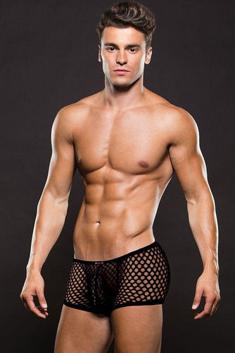 Black Modern Fishnet Trunk