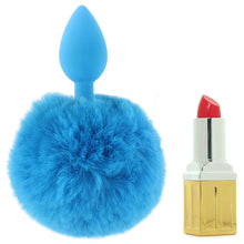 Load image into Gallery viewer, Bunny Tail Beginner Silicone Butt Plug in Blue
