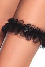 Load image into Gallery viewer, Ruffled Black Lace Leg Garter
