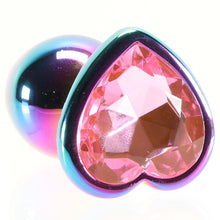 Load image into Gallery viewer, Small Aluminum Plug with Pink Heart Gem in Multicolor
